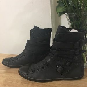 Converse black leather moto boots 8.5
